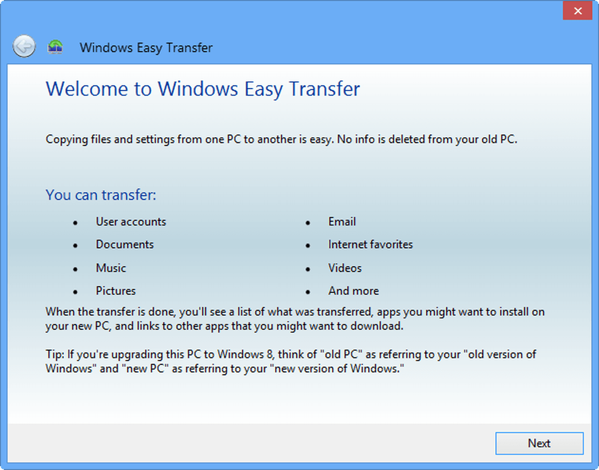 Windows easy transfer